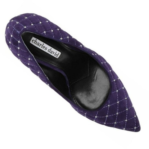 👣CHARLES DAVID Castle Stiletto Evening Dress Heels - Dark Purple footwear - Picture 6 of 13